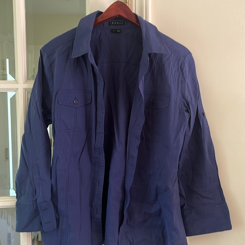 Theory linen shirt with roll up sleeves